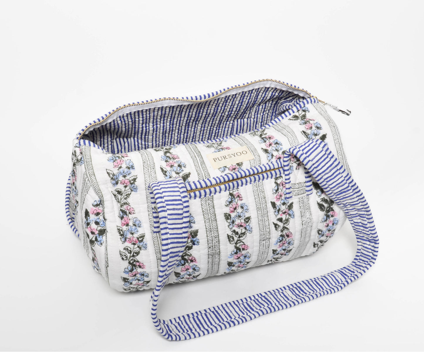 Floret Duo Duffel Bag | Hand Block Printed | Quilted Cotton