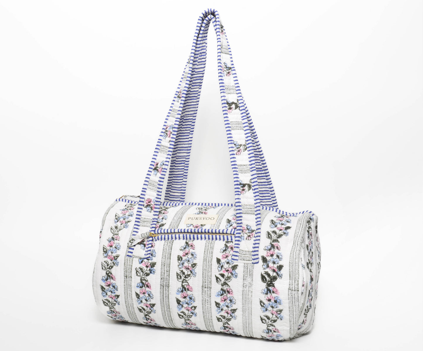 Floret Duo Duffel Bag | Hand Block Printed | Quilted Cotton