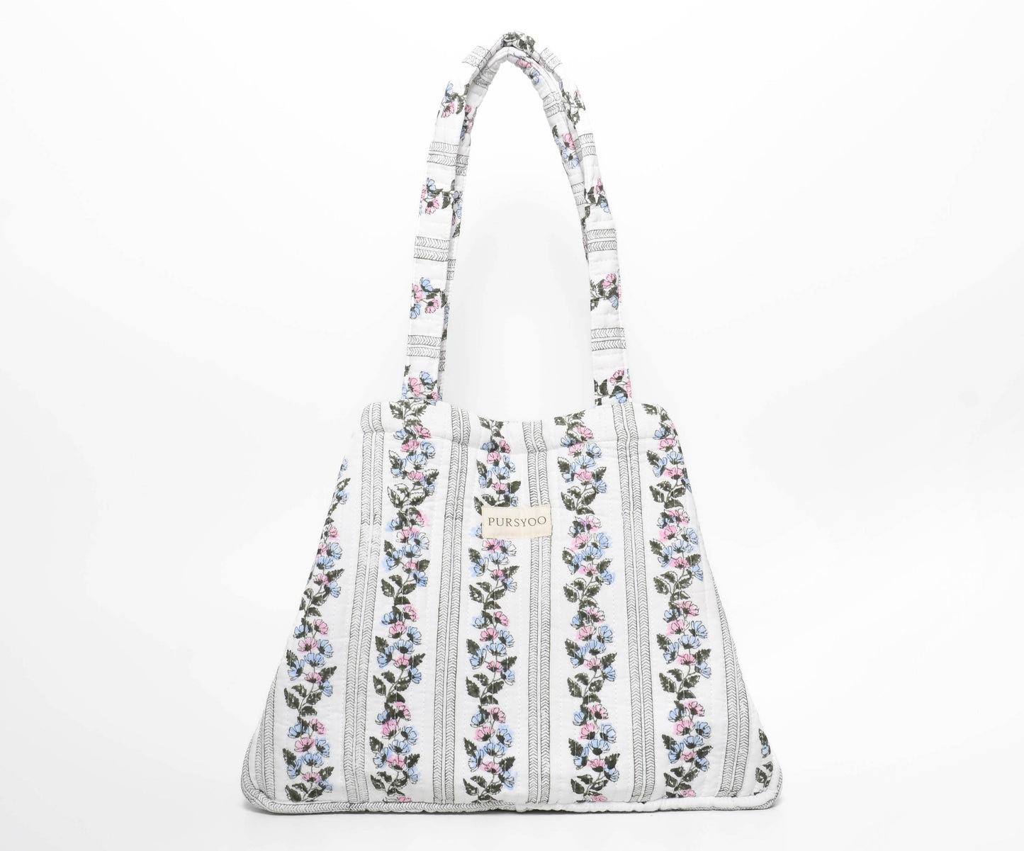 Floret Duo Tote Bag | Hand Block Printed | Quilted Cotton