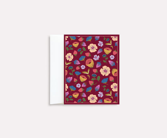 Deep crimson Folded Notecard set of 8 cards