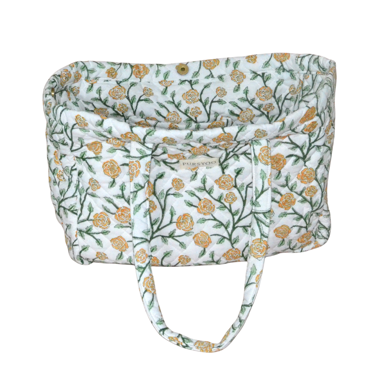 Large Quilted Cotton Tote bag and Pouch Set for Women | Handbag set for work and travel | Hand Block printed Floral Design