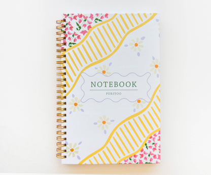 Yellow Trellis Spiral Notebook | 8.5" L x 5.5" W