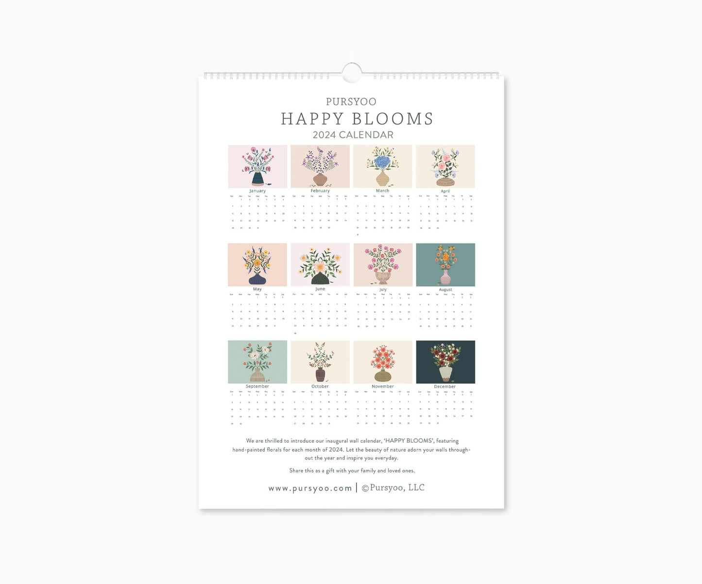 2024 Happy Blooms Appointment Calendar | 16.5"  x 11.7"