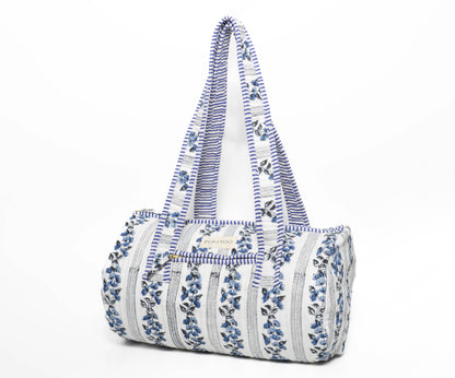 Floret Mono Duffel Bag | Hand Block Printed | Quilted Cotton