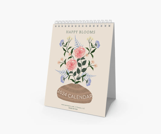 2024 desk calendar with floral designs 8'L 6"W perfect for desk nightstand kitchen counter or entry way table . Thoughtful gift for clients. Heartfelt gift for family and friends.