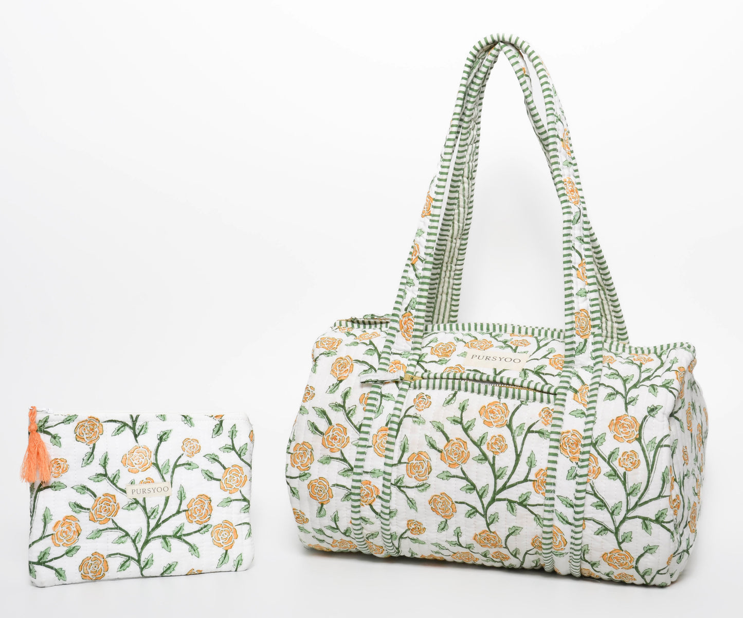 Orange Blush Vine Bag set | Set of a Tote, Duffel and Pouch