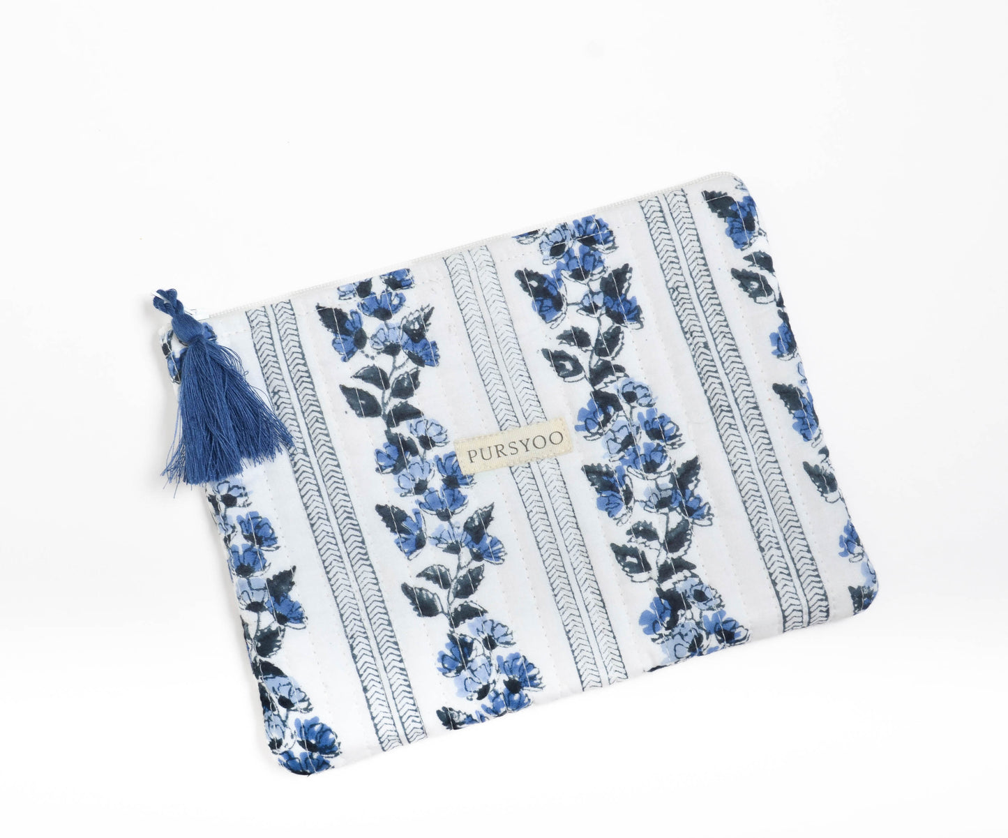 Floret Mono Quilted Cotton Pouches | Hand Block Printed