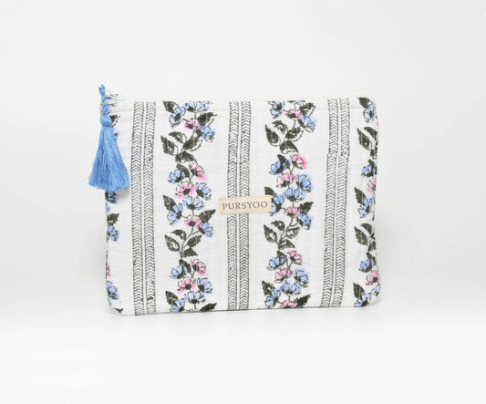 Floret Duo Quilted Cotton Pouches | Hand Block Printed