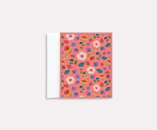 Peachy Pink Folded Notecard set of 8 cards