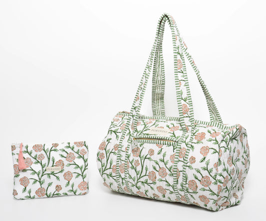 Peach Blush Vine Bag set | Set of a Tote, Duffel and Pouch