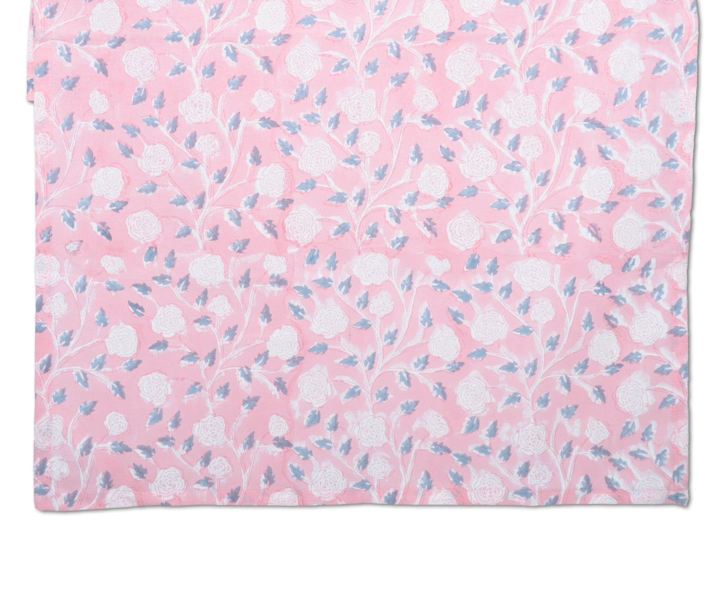 Pink Blush Vine Hand Block Printed Tea Towel