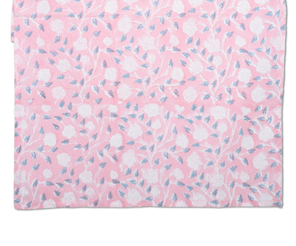 Pink Blush Vine Hand Block Printed Tea Towel