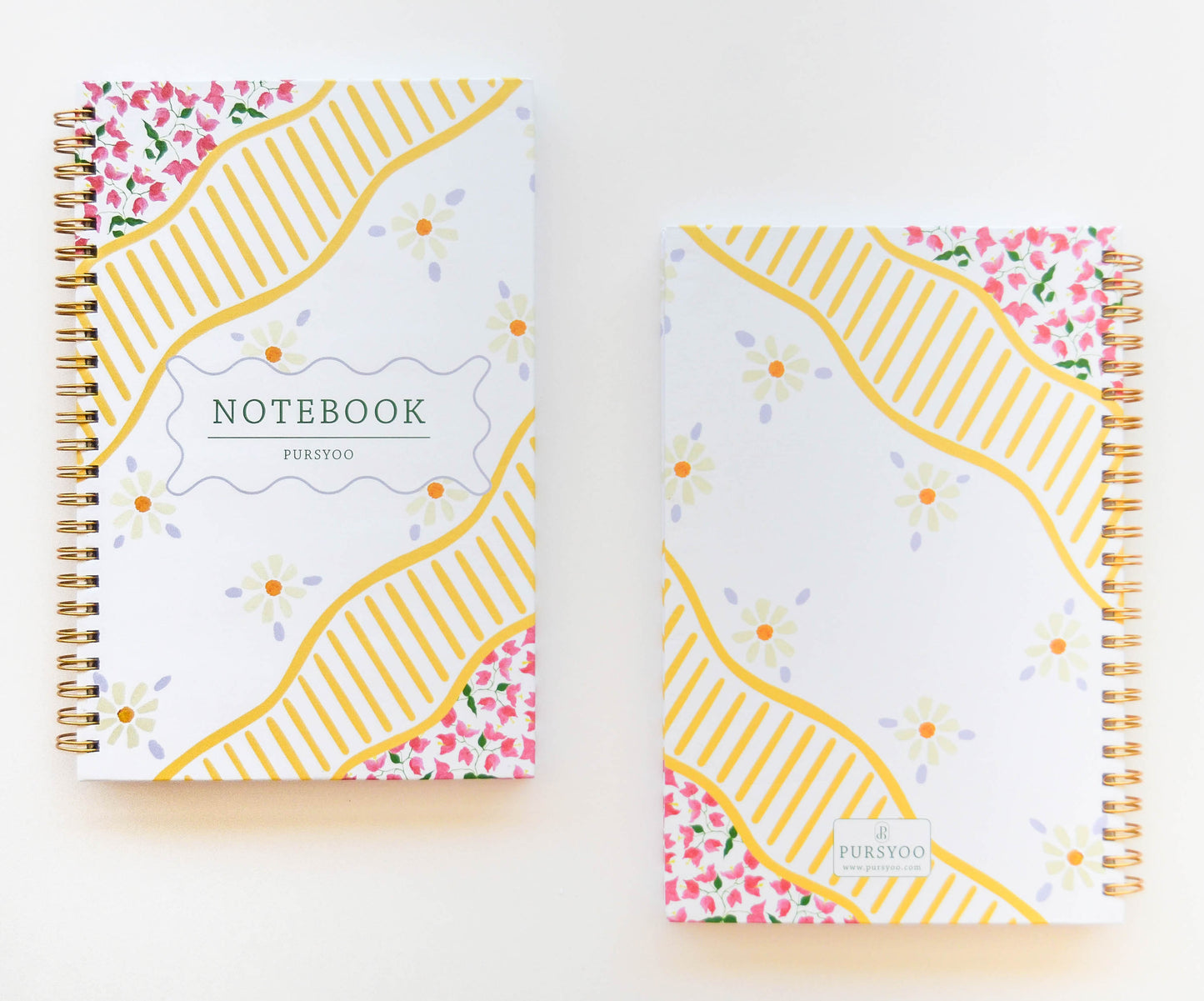 Yellow Trellis Spiral Notebook | 8.5" L x 5.5" W